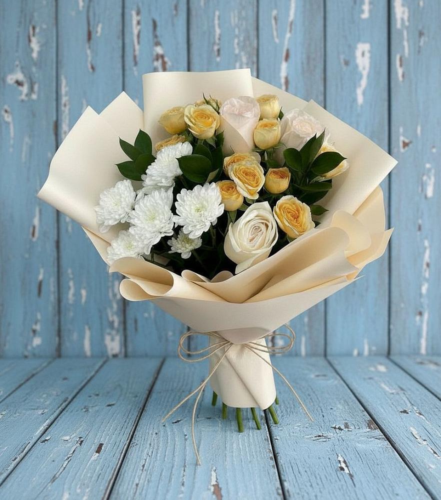 Букет цветов из: Розы и Хризантемы в Бутово