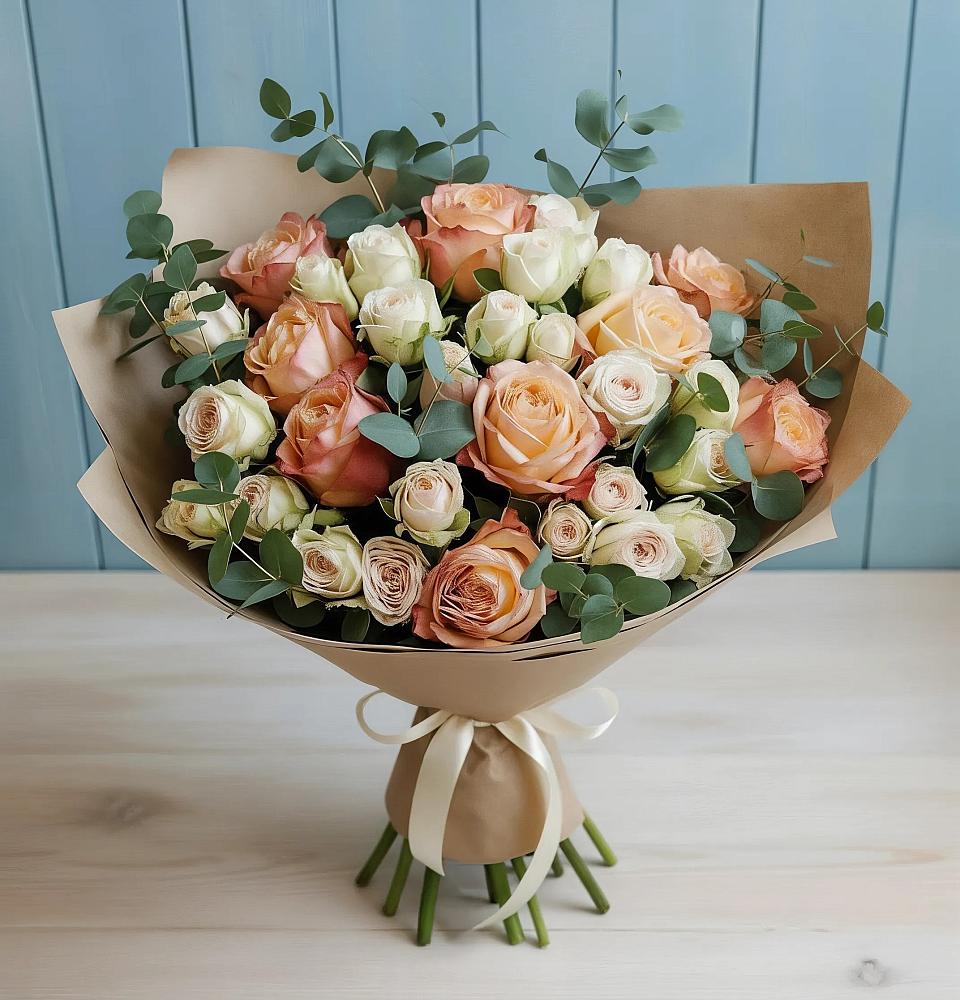 Букет цветов из: Альстромерии и Розы в Бутово