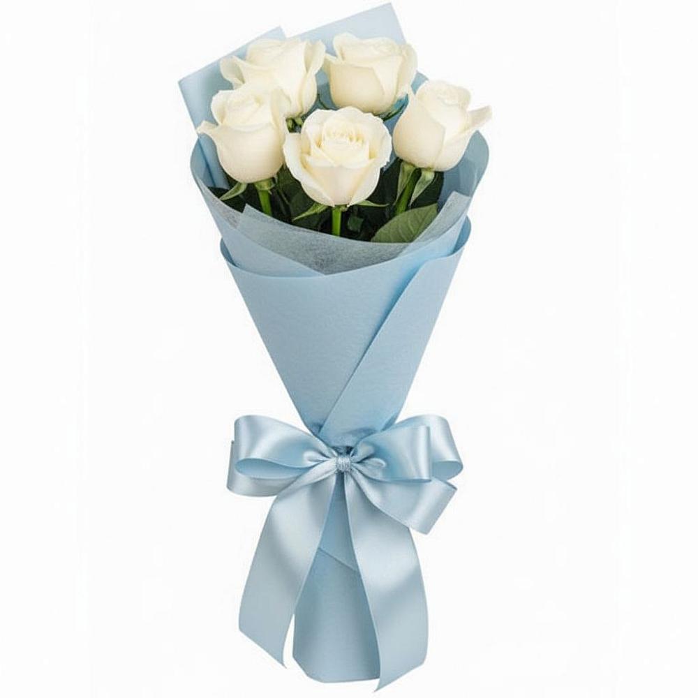 Букет 5 Белых роз Проуд в Бутово