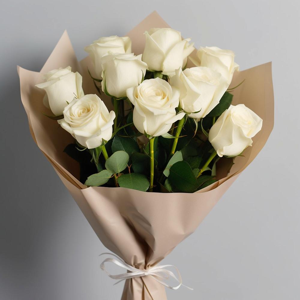 Букет 9 Белых роз Эдлесс Лав в Бутово