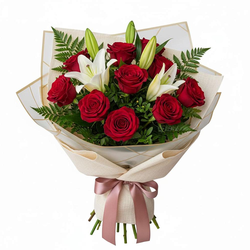 Букет цветов из: Лилии и Розы в Бутово