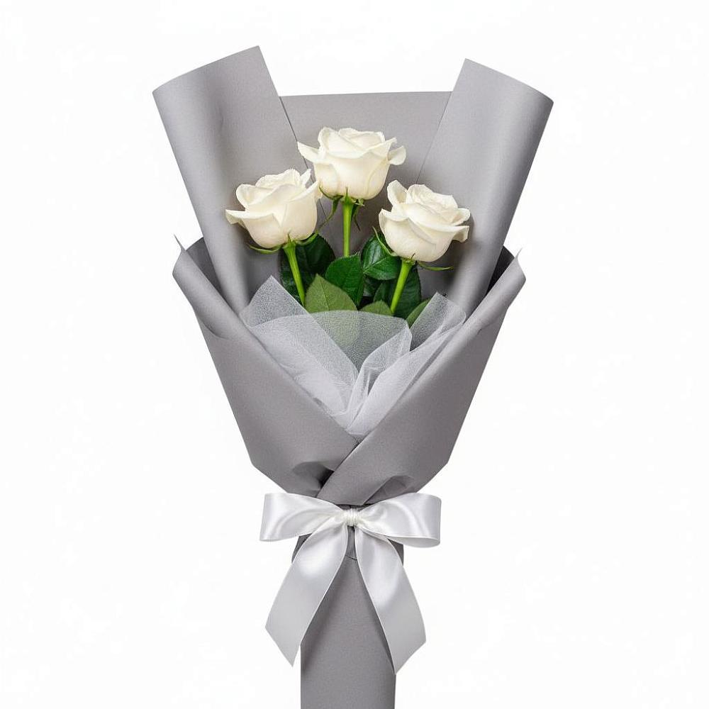 Букет 3 белые розы в Бутово