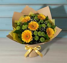 Букет цветов из:  Герберы и Хризантемы в Бутово