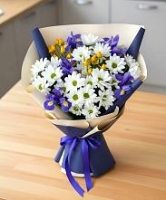 Букет цветов из:  Розы, Ирисы и Хризантемы в Бутово