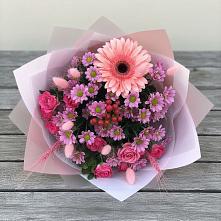 Букет цветов из:  Розы, Герберы и Хризантемы #REPLACE_PRED# Бутово